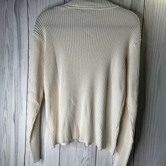 Vintage Y2K St. John’s Bay Ivory Ribbed Turtleneck Embroidered Sleeves XL - Picture 5 of 7